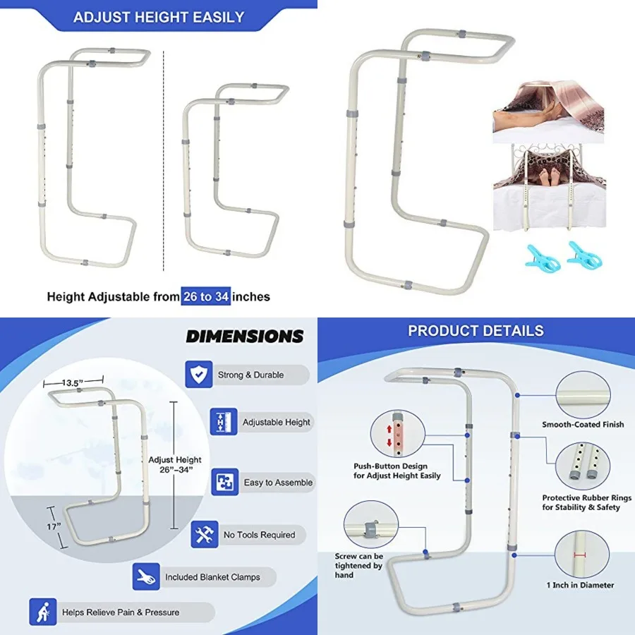 Blanket Lifter for Feet Lift Bar Sheet Riser Foot Tent Blanket Support Holder 26-34'' Adjustable Bed Cradle Assistance Device H
Blanket Lifter for Feet Lift Bar Sheet Riser Foot Tent Blanket Support Holder 26-34'' Adjustable Bed Cradle Assistance Device H