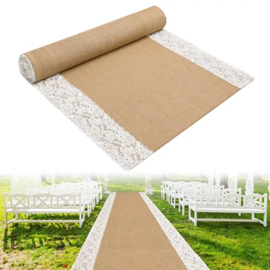 20 Feet x 36 in Natural Burlap Wedding Aisle Runner, Rustic Jute Weddings Runway Carpet with Lace, Ceremony Burlap Carpet Roll
20 Feet x 36 in Natural Burlap Wedding Aisle Runner, Rustic Jute Weddings Runway Carpet with Lace, Ceremony Burlap Carpet Roll