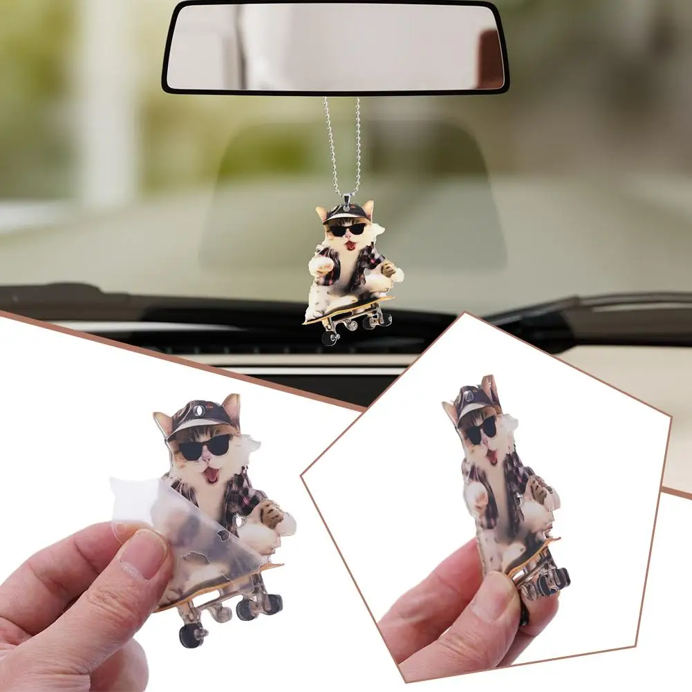 Creative Acrylic Flat 2D Cool Skateboarding Cat Pendant Car Interior Pendant Rearview Mirrors Interior Decora Auto Car Orna T5A5
Creative Acrylic Flat 2D Cool Skateboarding Cat Pendant Car Interior Pendant Rearview Mirrors Interior Decora Auto Car Orna T5A5