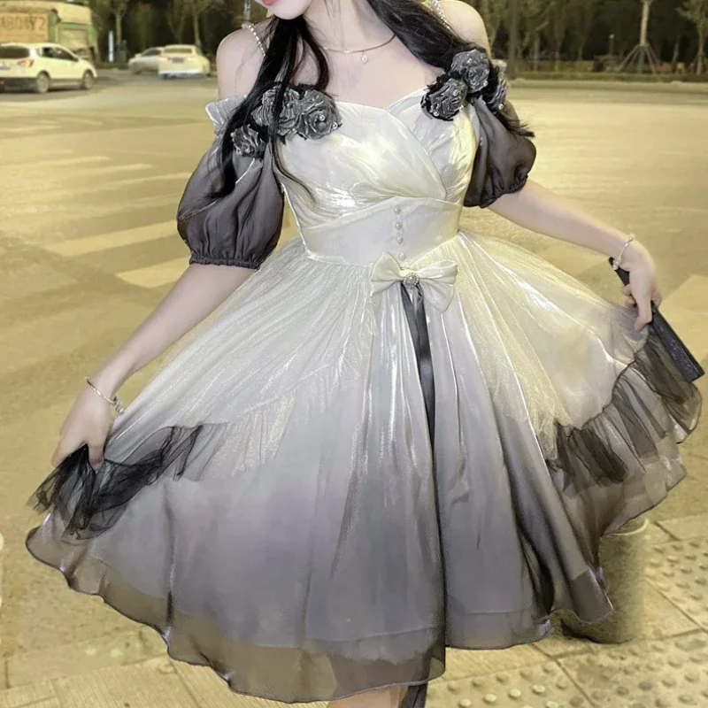 Gothic Lolita Dress Women Victorian Vintage Gradient Color Party Mini Dresses Female Mesh Ruffles 2025 NEW Princess Flower Dress
Gothic Lolita Dress Women Victorian Vintage Gradient Color Party Mini Dresses Female Mesh Ruffles 2025 NEW Princess Flower Dress