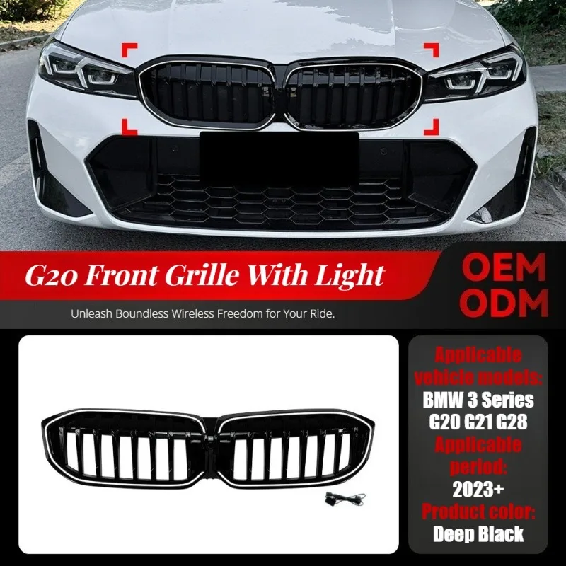 Для BMW 3 серии G20 G21 G28 LCI 2023 2024, обновленная однолинейная передняя решетка со светодиодной подсветкой и подсветкой, решетка радиатора
Для BMW 3 серии G20 G21 G28 LCI 2023 2024, обновленная однолинейная передняя решетка со светодиодной подсветкой и подсветкой, решетка радиатора