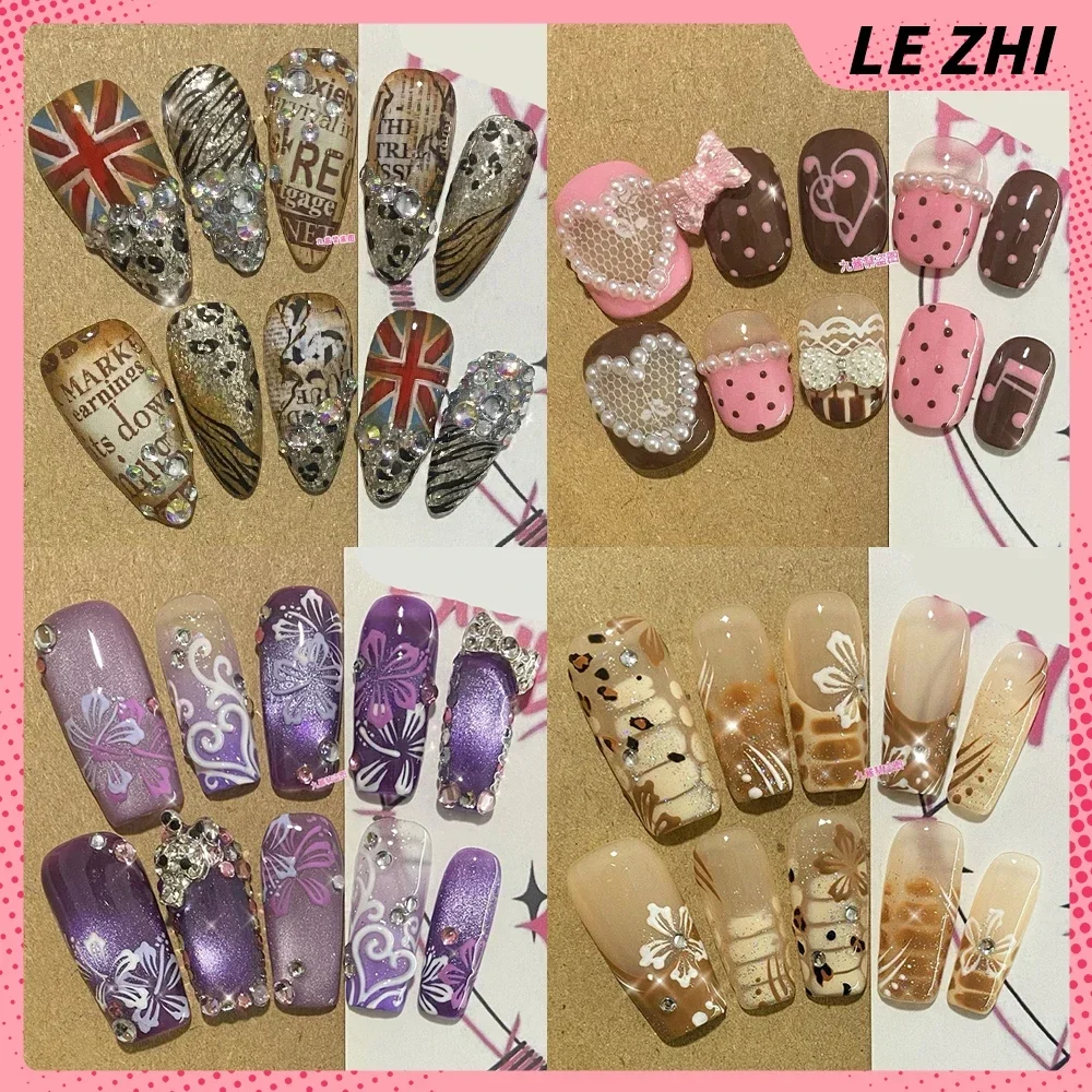 Sweet Cool Cat Eyes Diamond Long Coffin Almond Handmade Press On Nails Y2K Flower Pearl Bowknot Leopard Print Stripes False Nail
Sweet Cool Cat Eyes Diamond Long Coffin Almond Handmade Press On Nails Y2K Flower Pearl Bowknot Leopard Print Stripes False Nail