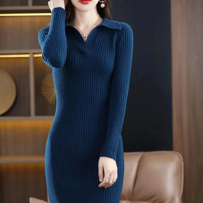 POLO Collar Stretch Knit Sweater Dress Women's 2022 Fall/Winter New Slim Over-the-Knee Sexy Bottom Knit Sweater Dress Female
POLO Collar Stretch Knit Sweater Dress Women's 2022 Fall/Winter New Slim Over-the-Knee Sexy Bottom Knit Sweater Dress Female