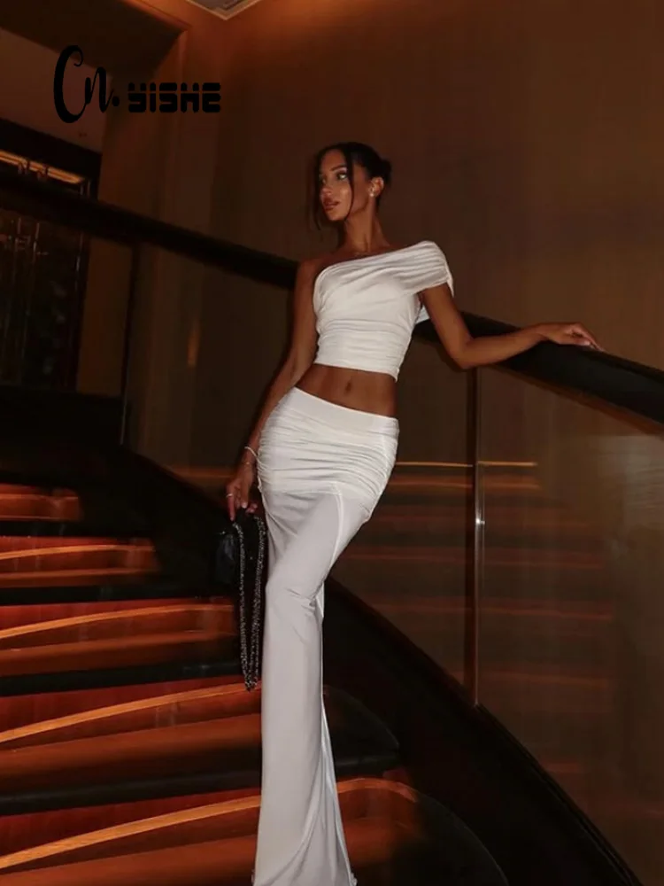 CNYISHE Solid One Shoulder Sleeveless Elegant Sexy Club Evening Party Outfits Women Sets Fashion Trendy Suits Female Hip Wrap
CNYISHE Solid One Shoulder Sleeveless Elegant Sexy Club Evening Party Outfits Women Sets Fashion Trendy Suits Female Hip Wrap
