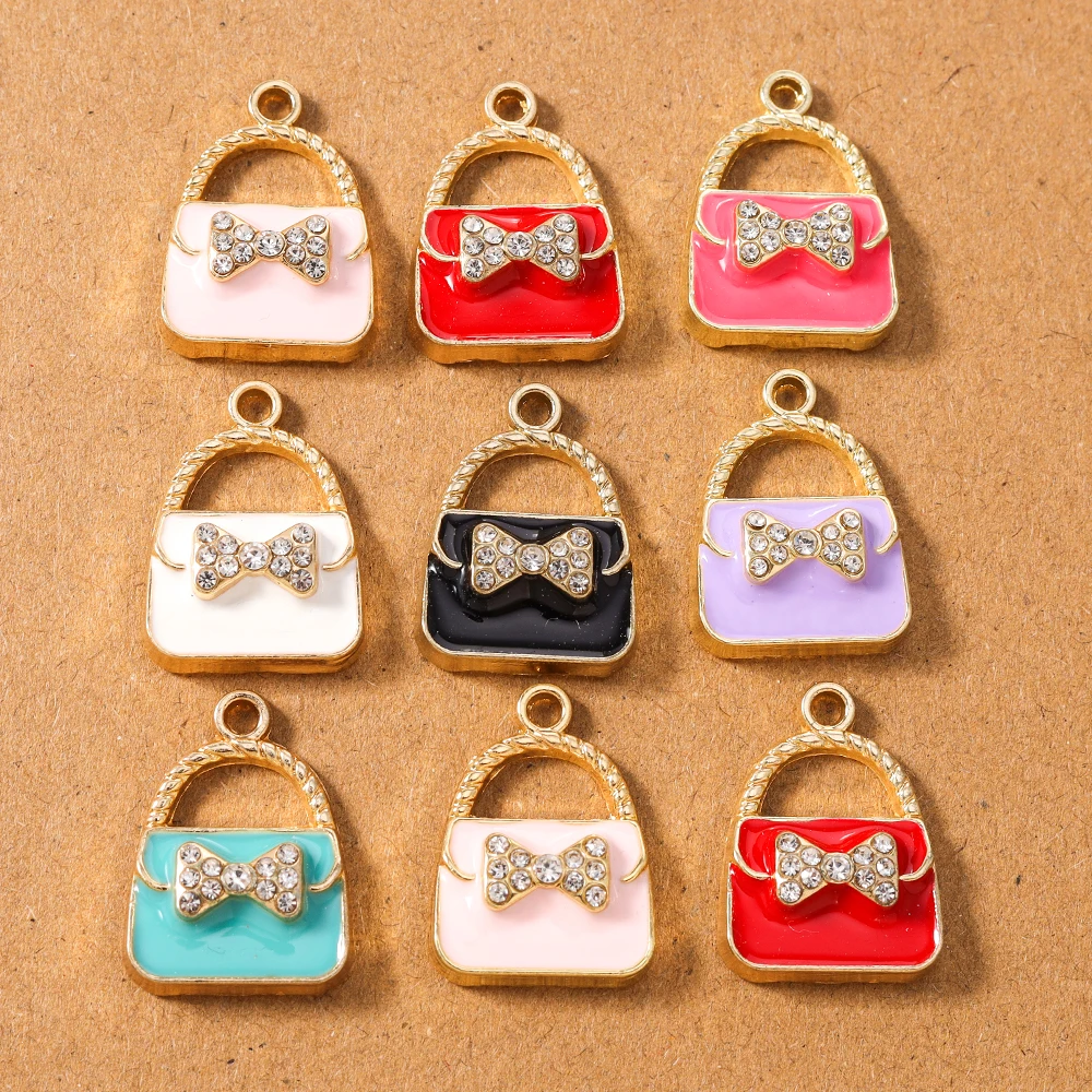 10pcs Cute Enamel Bowknot Handbag Charms Pendants for Jewelry Making Necklace Earrings DIY Bracelet Accessories Supplies
10pcs Cute Enamel Bowknot Handbag Charms Pendants for Jewelry Making Necklace Earrings DIY Bracelet Accessories Supplies