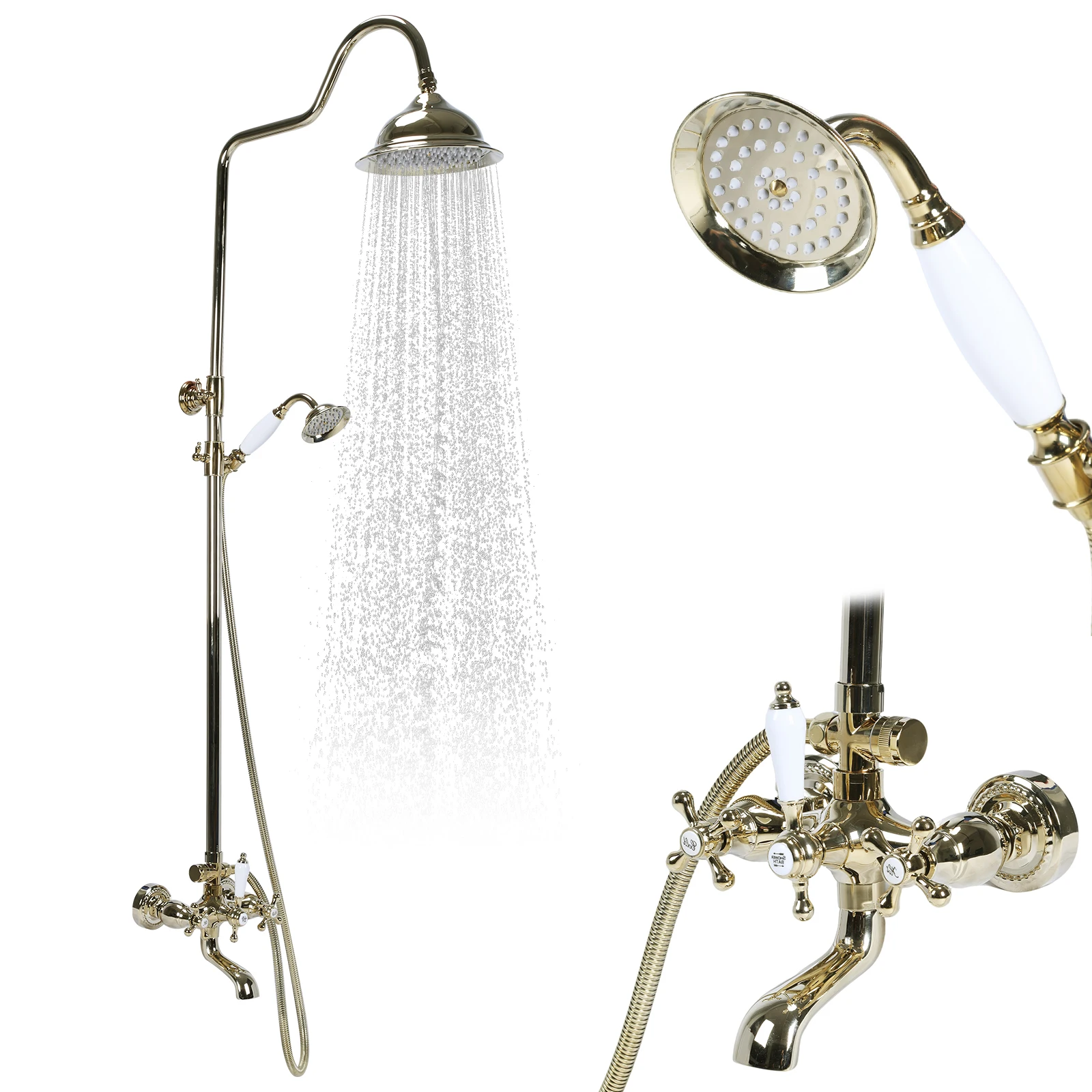 Handheld Spray Bathtub Kit with Knobs Mixer Tap Wall Mount Retro Showers Kit Rust Proof for Home Bathroom Hotel SPA
Handheld Spray Bathtub Kit with Knobs Mixer Tap Wall Mount Retro Showers Kit Rust Proof for Home Bathroom Hotel SPA