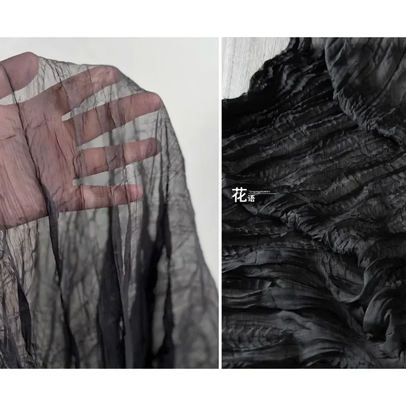 Black Chiffon Fabric Crepe Texture Soft Perspective Shirt Half Skirt Fashion Designer Apparel Sewing Meters Polyester Material
Black Chiffon Fabric Crepe Texture Soft Perspective Shirt Half Skirt Fashion Designer Apparel Sewing Meters Polyester Material