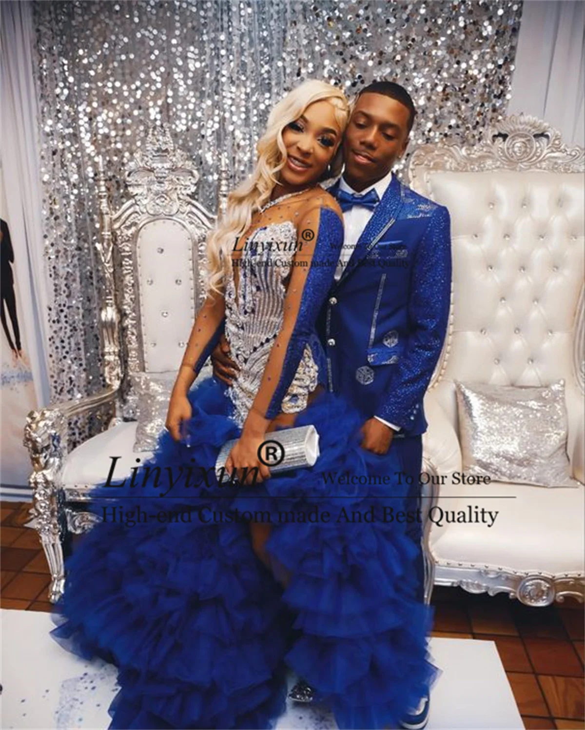Luxury Sequins Men Suits Shawl Lapel Groom Tuxedos Slim Fit Terno masculinos completo 2 Pieces Sets Male Prom Party Blazers
Luxury Sequins Men Suits Shawl Lapel Groom Tuxedos Slim Fit Terno masculinos completo 2 Pieces Sets Male Prom Party Blazers