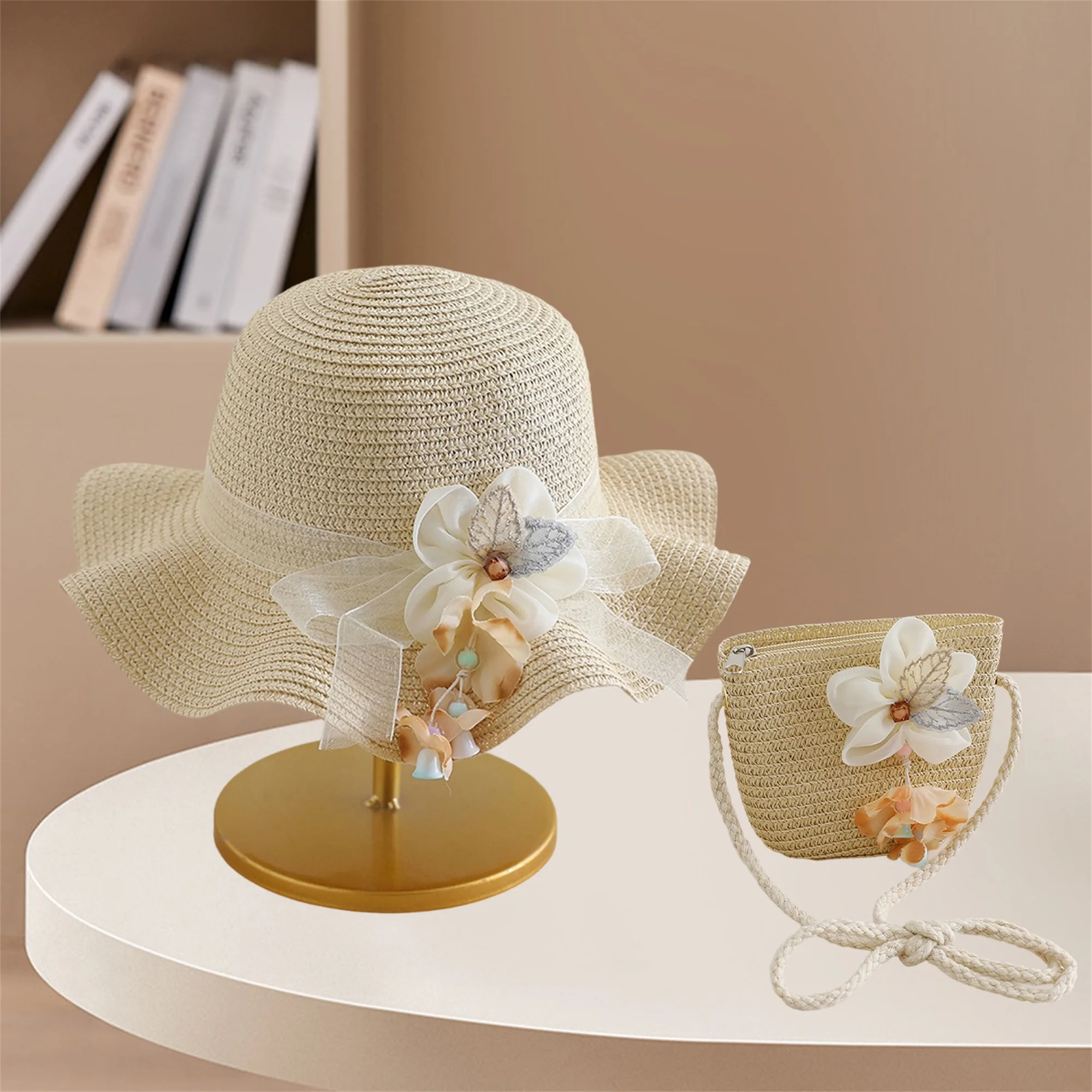 Летняя шляпа от солнца для девочек и сумка-тоут с 3D цветочными украшениями, шляпа-ведро с широкими полями и сумочкой через плечо
Летняя шляпа от солнца для девочек и сумка-тоут с 3D цветочными украшениями, шляпа-ведро с широкими полями и сумочкой через плечо