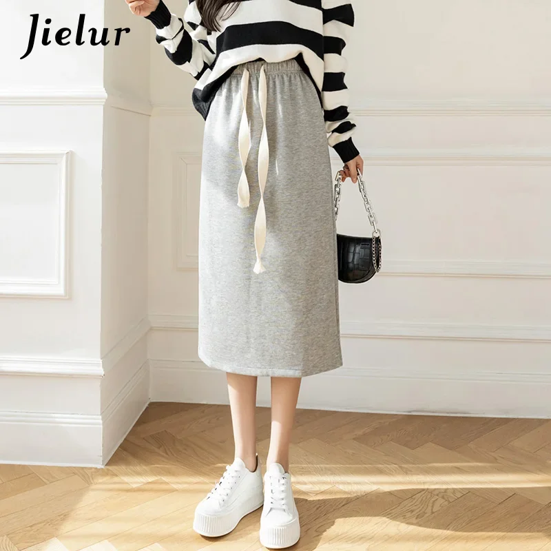 Jielur Autumn Black Gray Skirt Women Korean Fashion Split High Waist Mid-length Casual Sports Skirts Female Drawstring S-XL
Jielur Autumn Black Gray Skirt Women Korean Fashion Split High Waist Mid-length Casual Sports Skirts Female Drawstring S-XL