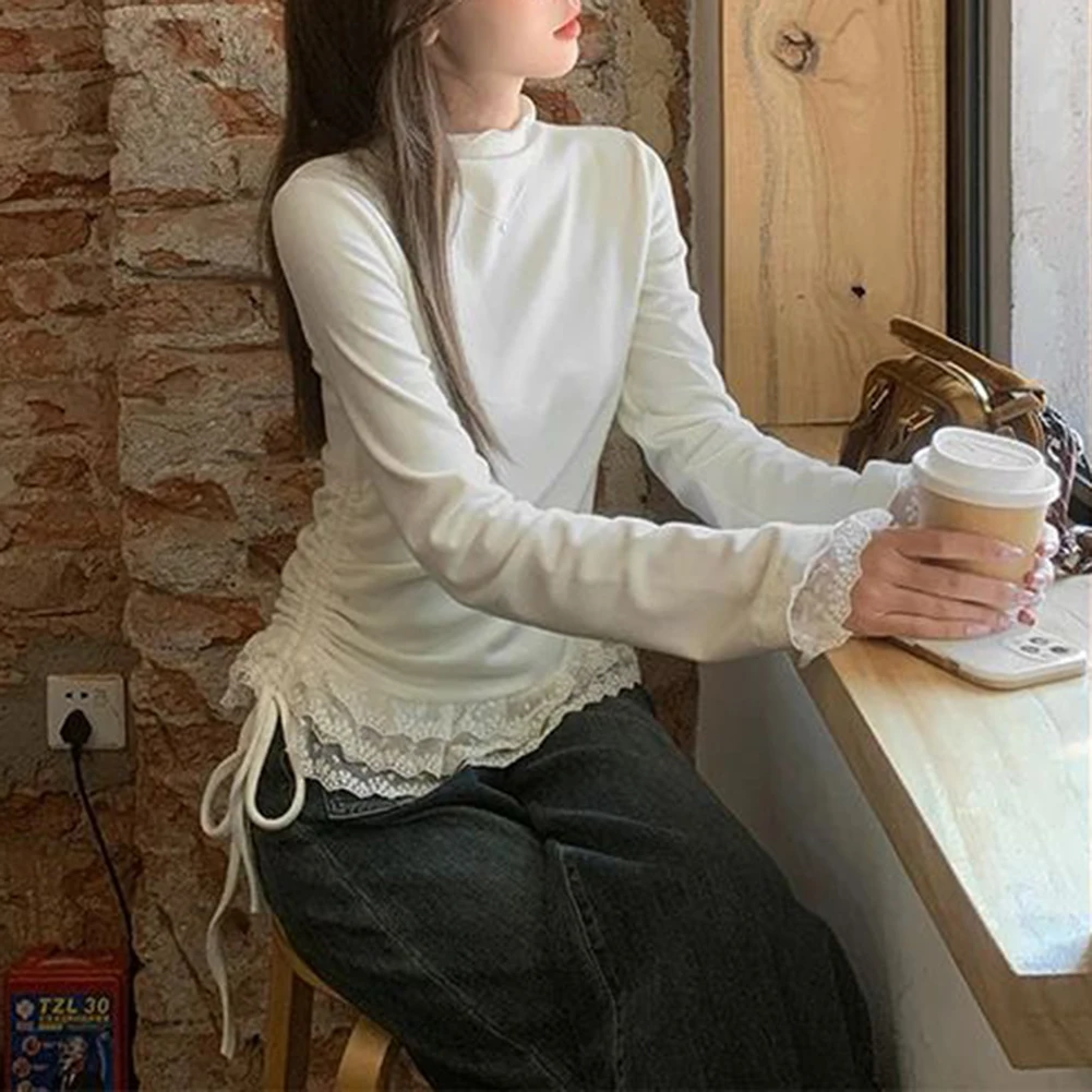 Casual Events Daily Fashion Lace Stitching Shirt Half Turtleneck Shirt For Women Holiday Outfit Long Sleeve Tee
Casual Events Daily Fashion Lace Stitching Shirt Half Turtleneck Shirt For Women Holiday Outfit Long Sleeve Tee