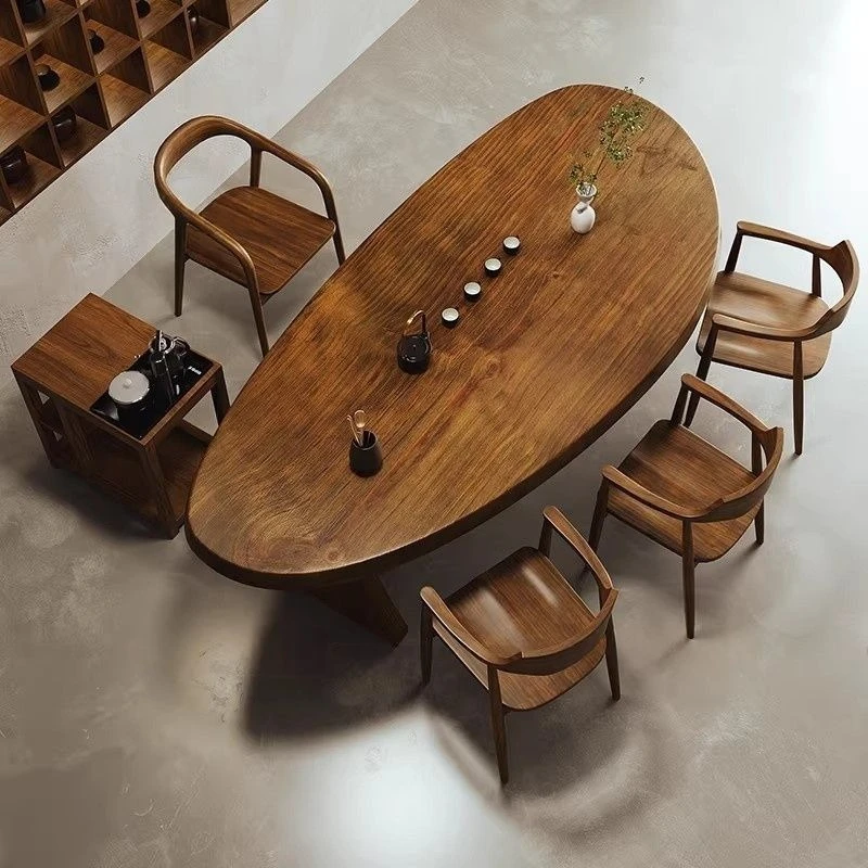 Creative curved solid wood tea table and chair combination, tea table coffee table
Creative curved solid wood tea table and chair combination, tea table coffee table