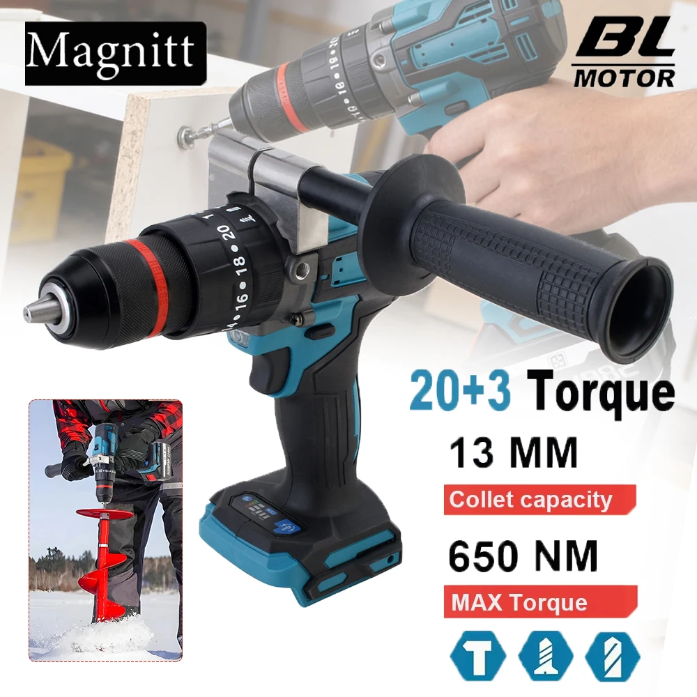 20+3 Torque Brushless Electric Impact Drill 13MM 650NM Cordless Screwdriver DIY Power Tool For Makita 18V Battery Pin
20+3 Torque Brushless Electric Impact Drill 13MM 650NM Cordless Screwdriver DIY Power Tool For Makita 18V Battery Pin