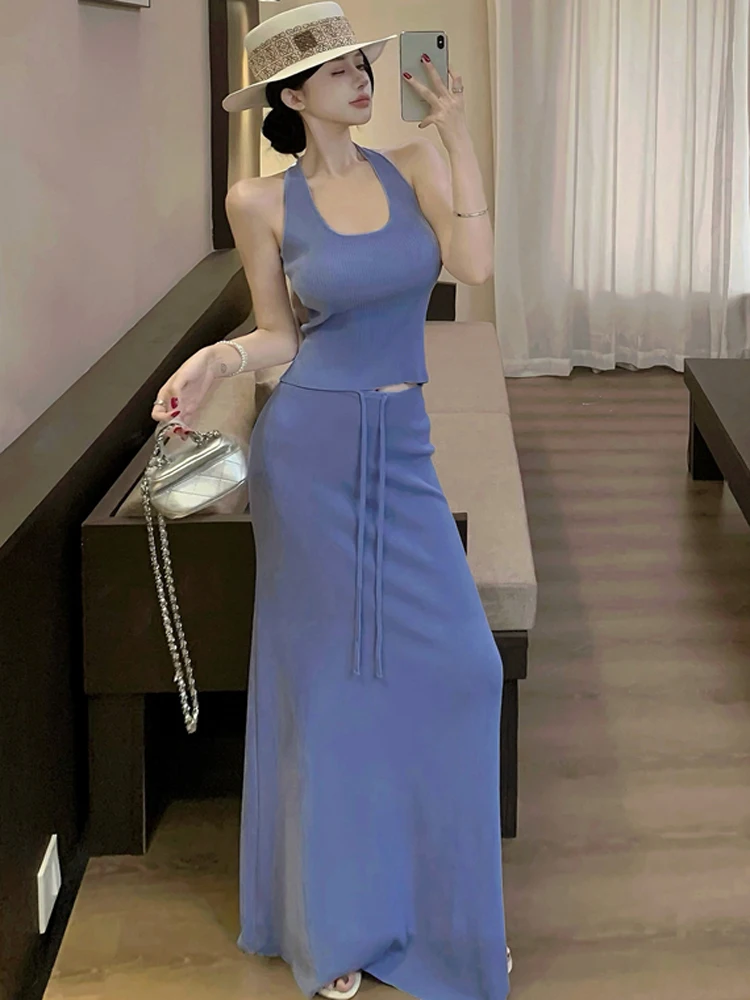 Summer Two Pieces Sets Fashion Knit Skirt Suits Women Sleeveless Slim Sexy Vest Tops + Elastic Waist Bodycon Long Skirts Suit
Summer Two Pieces Sets Fashion Knit Skirt Suits Women Sleeveless Slim Sexy Vest Tops + Elastic Waist Bodycon Long Skirts Suit