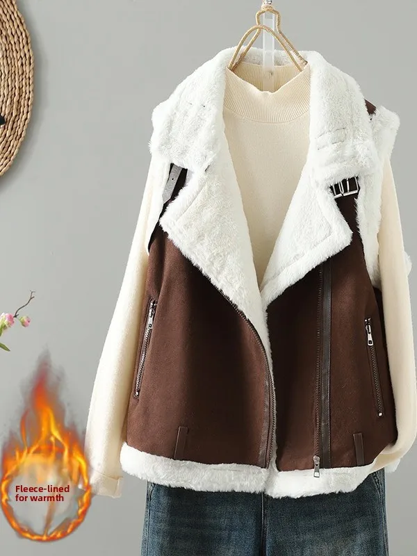 Faionable Loose Women's Lamb Fur Vest Autumn Winter Outerwear Ele Sle Zipper Closure High Collar Color Jaet
Faionable Loose Women's Lamb Fur Vest Autumn Winter Outerwear Ele Sle Zipper Closure High Collar Color Jaet