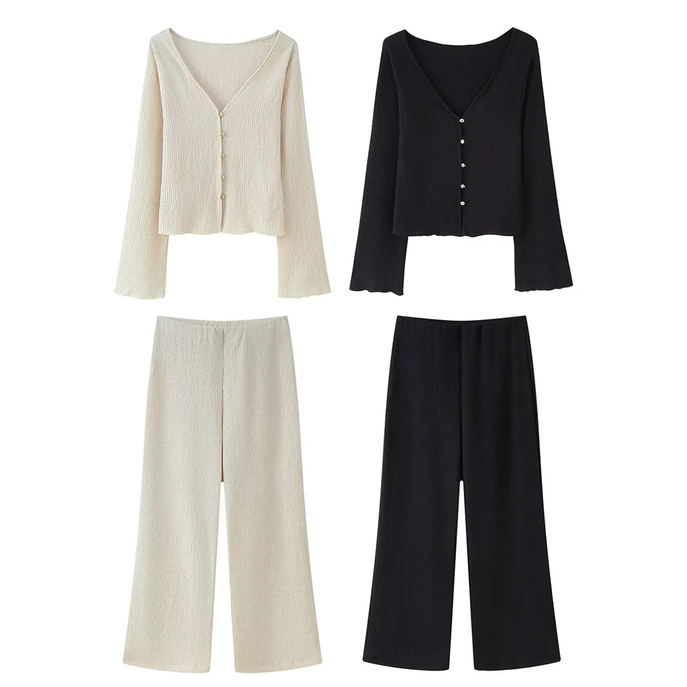 2025 New Women's Casual Elegant Design with European and American Texture Long Sleeve Top&Loose Straight Pants Set
2025 New Women's Casual Elegant Design with European and American Texture Long Sleeve Top&Loose Straight Pants Set