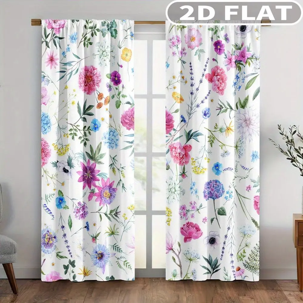2pcs Curtains Floral Pattern With Colorful Flowers Perfect for Balcony, Bedroom, Study, Living Room, for Spring & Summer
2pcs Curtains Floral Pattern With Colorful Flowers Perfect for Balcony, Bedroom, Study, Living Room, for Spring & Summer