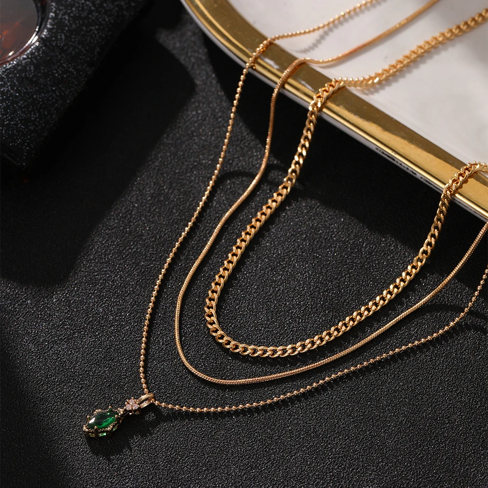 Retro 3Pcs Women's Necklace Set Snake Chain Marquis Green Zircon Pendant Classic Elegant Versatile for Vacation Party Concert
Retro 3Pcs Women's Necklace Set Snake Chain Marquis Green Zircon Pendant Classic Elegant Versatile for Vacation Party Concert