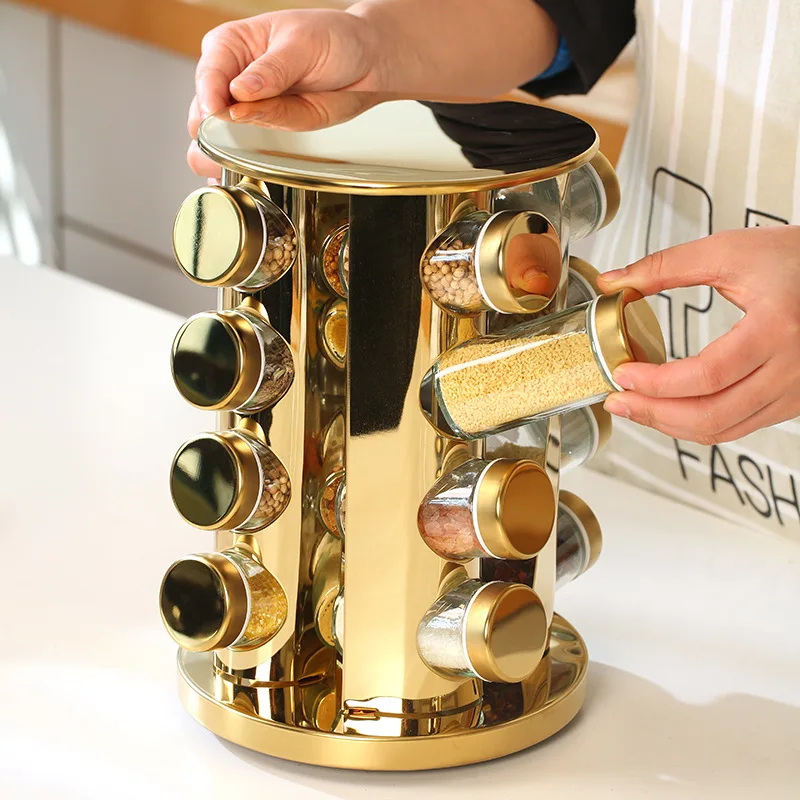 Gold Rotary Seasoning Jar 430 Stainless Steel Rotary Seasoning Bottle High-grade Kitchen Vertical Seasoning Rack
Gold Rotary Seasoning Jar 430 Stainless Steel Rotary Seasoning Bottle High-grade Kitchen Vertical Seasoning Rack