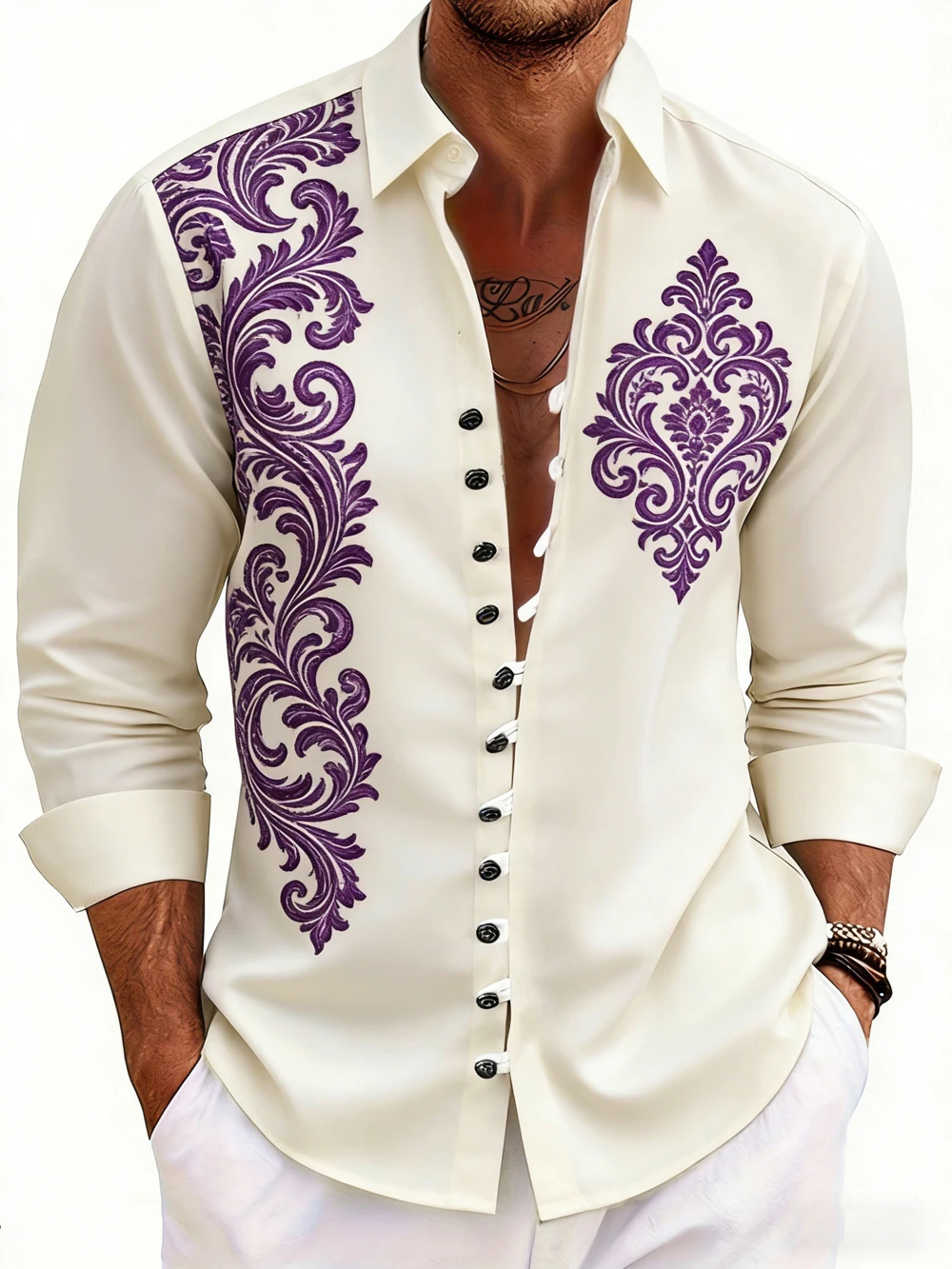 Men's Linen Long Sleeve Multi-Button Designer Shirt White Natural Plant High Definition Printed Shirt Hawaiian Vacation Clothing
Men's Linen Long Sleeve Multi-Button Designer Shirt White Natural Plant High Definition Printed Shirt Hawaiian Vacation Clothing