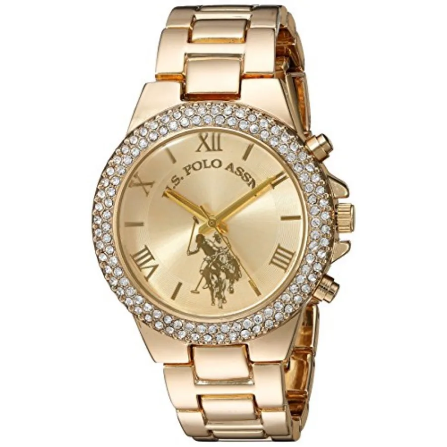 U.S. Polo Assn. Women's Analog Watch Gold-Tone Dial with Crystal-Embellished Bezel and Stainless Steel Bracelet Elegant, Durabl
U.S. Polo Assn. Women's Analog Watch Gold-Tone Dial with Crystal-Embellished Bezel and Stainless Steel Bracelet Elegant, Durabl