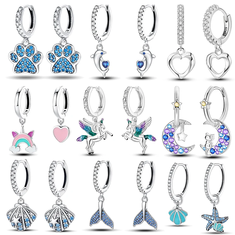 Luminous Shell Women Earrings Original 925 Sterling Silver Pave CZ Star Moon Hoop Earrings Engagement Wedding Jewelry
Luminous Shell Women Earrings Original 925 Sterling Silver Pave CZ Star Moon Hoop Earrings Engagement Wedding Jewelry