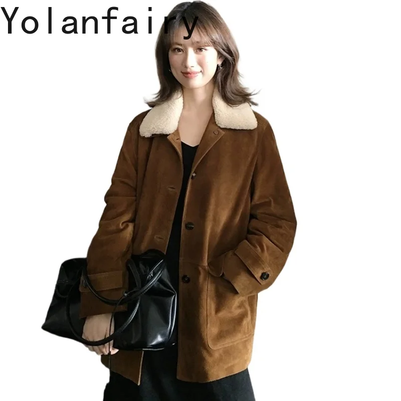 YOLANFAIRY 2026 Women Top layer Suede Lambskin Genuine Leather Jacket Goose Down Filling Warm Winter Leather Down coat Outerwear
YOLANFAIRY 2026 Women Top layer Suede Lambskin Genuine Leather Jacket Goose Down Filling Warm Winter Leather Down coat Outerwear