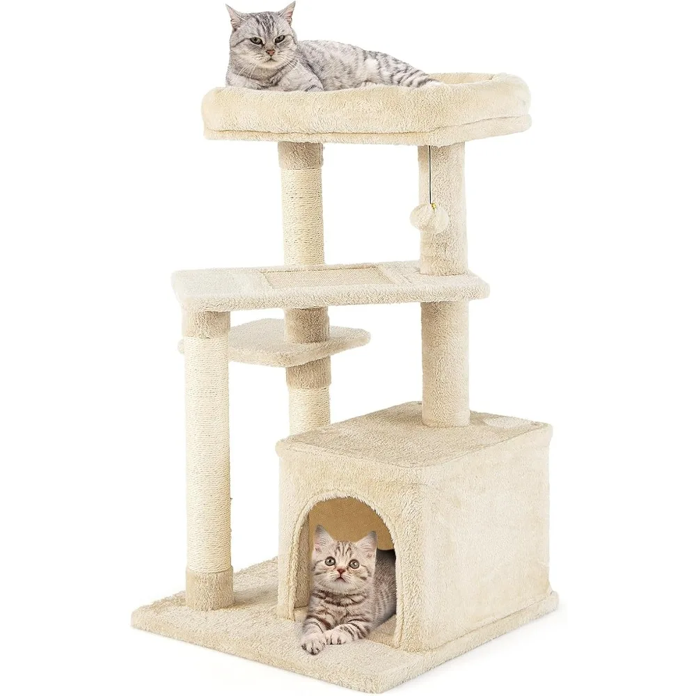 Tangkula Cat Tree Tower, 33.5” Multi-Level Small Cat Tower with Scratching Posts, Top Perch, Jingling Fur Ball, Jumping Platform
Tangkula Cat Tree Tower, 33.5” Multi-Level Small Cat Tower with Scratching Posts, Top Perch, Jingling Fur Ball, Jumping Platform