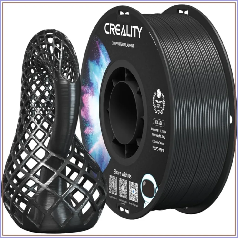 ABS Filament 1.75mm, Tough & Impact Resistant, Odorless, 1kg Spool for 3D Printers (Black)
ABS Filament 1.75mm, Tough & Impact Resistant, Odorless, 1kg Spool for 3D Printers (Black)