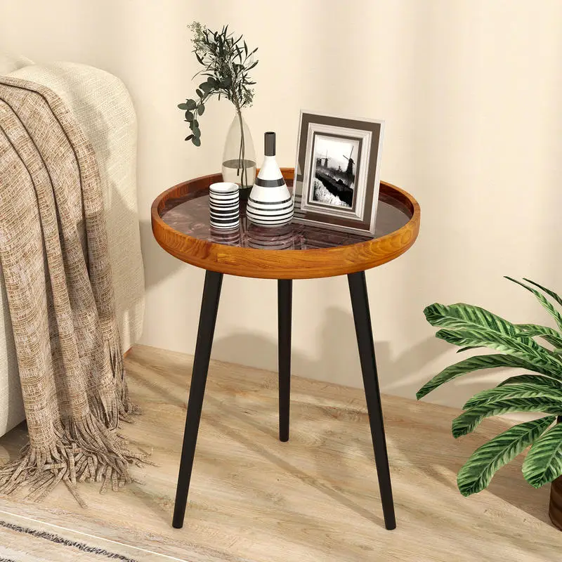 16 Inch Round End Table with Sea Shell Decoration and Epoxy Resin Finish-Brown
16 Inch Round End Table with Sea Shell Decoration and Epoxy Resin Finish-Brown