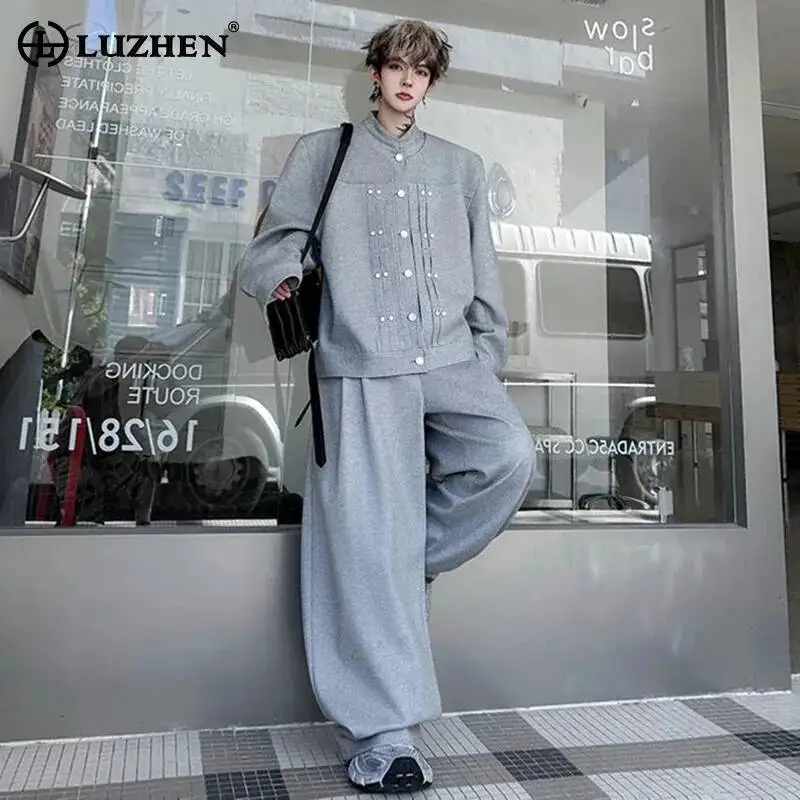 LUZHEN Solid Fashion Handsome Two-piece Sets Autumn Men's 2025 Color Baggy Wide Leg Casual Pants Buttoned Patchwork Tops JY7240
LUZHEN Solid Fashion Handsome Two-piece Sets Autumn Men's 2025 Color Baggy Wide Leg Casual Pants Buttoned Patchwork Tops JY7240