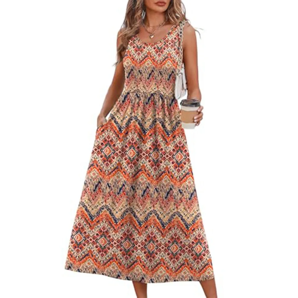 Fashion Casual Midi Dress with Pockets Flowy Summer Dresses Bohemia Sundresses for Women Beach Vacation
Fashion Casual Midi Dress with Pockets Flowy Summer Dresses Bohemia Sundresses for Women Beach Vacation