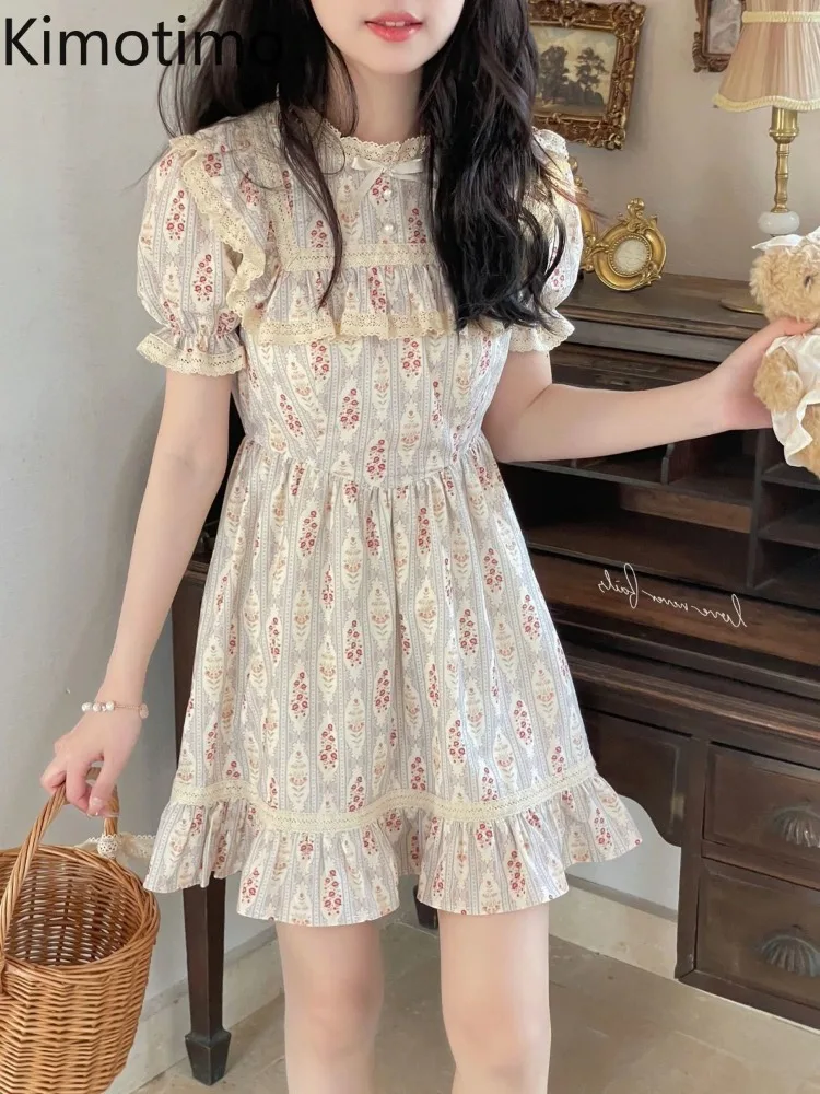 Kimotimo French Retro Floral Princess Dress Sweet Lace Ruffle Patchwork Short Sleeve A-line Mini Dresses Summer Party Vestidos
Kimotimo French Retro Floral Princess Dress Sweet Lace Ruffle Patchwork Short Sleeve A-line Mini Dresses Summer Party Vestidos