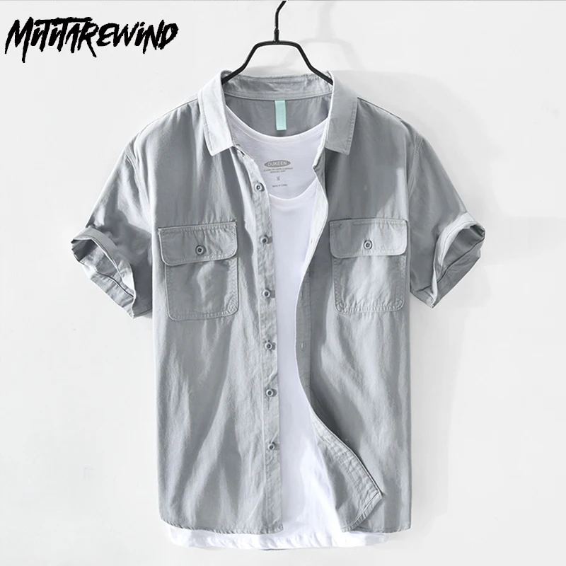 Summer Cargo Shirt Men Japanese Workwear Tops Casual Pure Cotton Double Pockets Short Sleeve Mens Shirts Fashion Camisa Hombre
Summer Cargo Shirt Men Japanese Workwear Tops Casual Pure Cotton Double Pockets Short Sleeve Mens Shirts Fashion Camisa Hombre