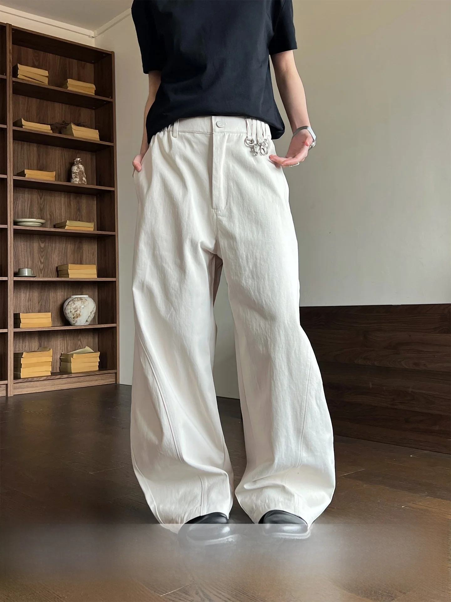 Casual Trousers for Men And Women Simple Style Commute Workwear Wide Leg Pants Natural Waist Button Cotton Unisex Trousers
Casual Trousers for Men And Women Simple Style Commute Workwear Wide Leg Pants Natural Waist Button Cotton Unisex Trousers