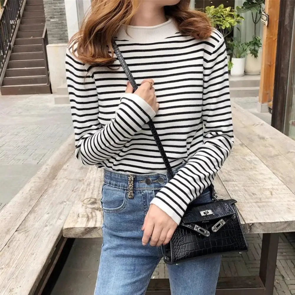 Half-high Collar Sweater Fashionable Women's Striped Knitted Sweaters Cozy Stylish Versatile
Half-high Collar Sweater Fashionable Women's Striped Knitted Sweaters Cozy Stylish Versatile