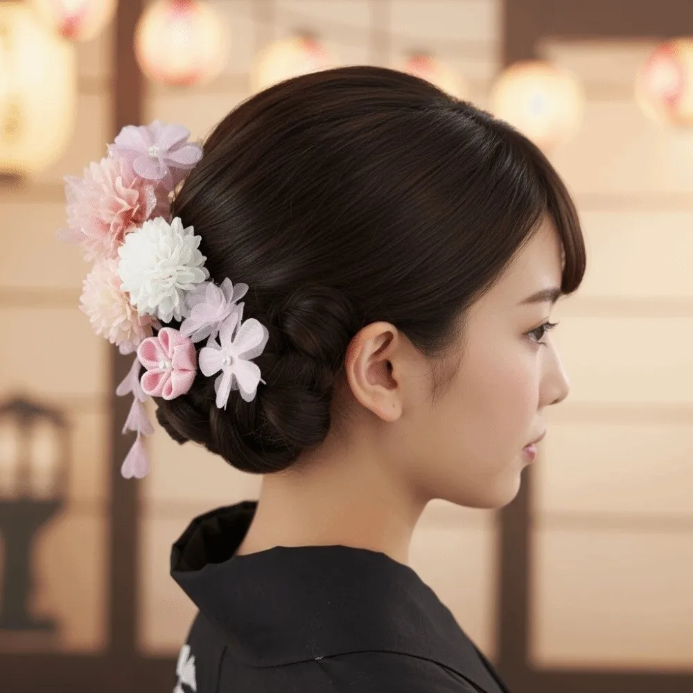 Elegant Kimono Hair Clips Japanese Style with Tassel Crepe Flower Hairpins Traditional Cloth Hair Accessories Set
Elegant Kimono Hair Clips Japanese Style with Tassel Crepe Flower Hairpins Traditional Cloth Hair Accessories Set