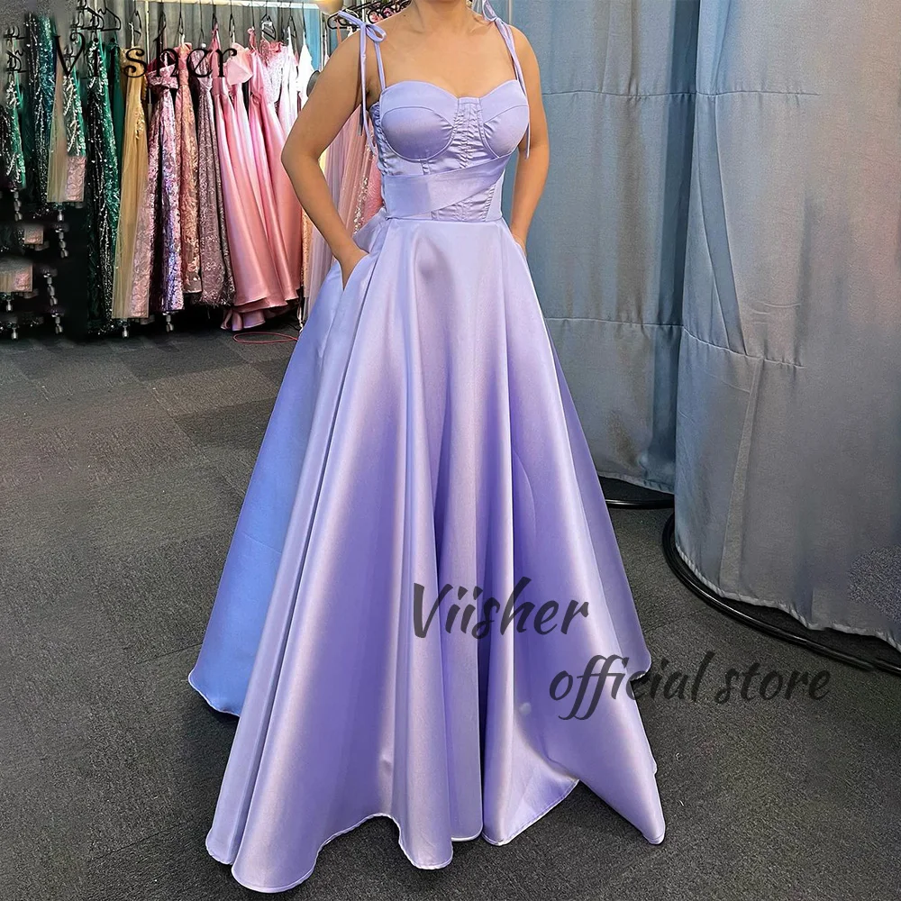Viisher Lavender Satin A Line Prom Party Dresses Spaghetti Straps Sweetheart Evening Dress Floor Length Formal Prom Gown
Viisher Lavender Satin A Line Prom Party Dresses Spaghetti Straps Sweetheart Evening Dress Floor Length Formal Prom Gown