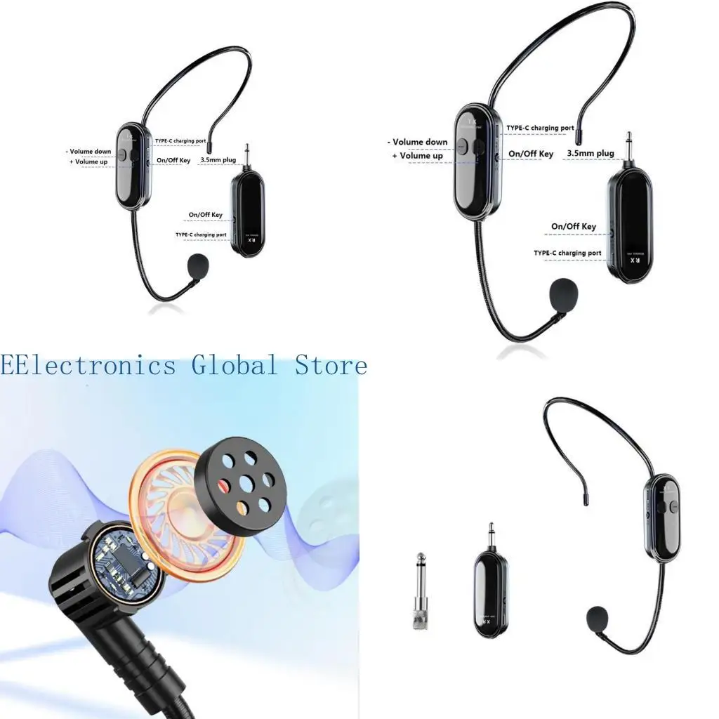 462B Wireless Microphone System 2.4Ghz Wireless Headset Mics for Speakers Voice Amplifier Teacher Guides Fitness Instructor
462B Wireless Microphone System 2.4Ghz Wireless Headset Mics for Speakers Voice Amplifier Teacher Guides Fitness Instructor