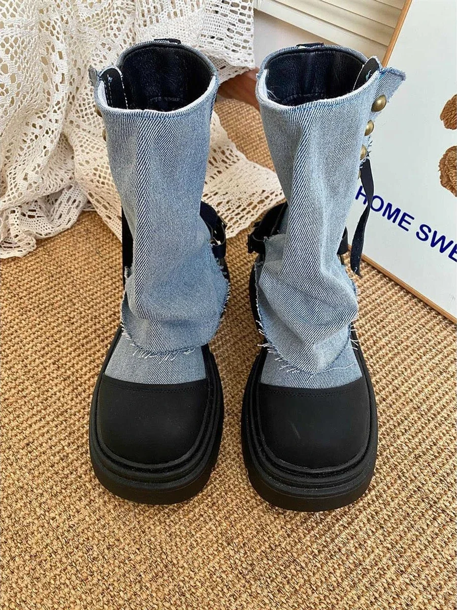 Туфли до середины икры на платформе с застежкой-молнией. Женские джинсовые полувысокие сапоги Gyaru для женщин. Новинка в стиле рок. 2024. Новинка для работы по запросу. Готические ботинки.
Туфли до середины икры на платформе с застежкой-молнией. Женские джинсовые полувысокие сапоги Gyaru для женщин. Новинка в стиле рок. 2024. Новинка для работы по запросу. Готические ботинки.