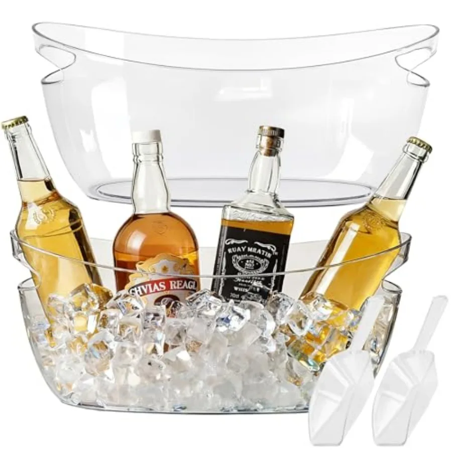2-Pack Ice Buckets for Parties - Extra Large 5.5L Clear Beverage Tubs with Scoops, Perfect for Champagne, Beer, Sparkling Wine,
2-Pack Ice Buckets for Parties - Extra Large 5.5L Clear Beverage Tubs with Scoops, Perfect for Champagne, Beer, Sparkling Wine,