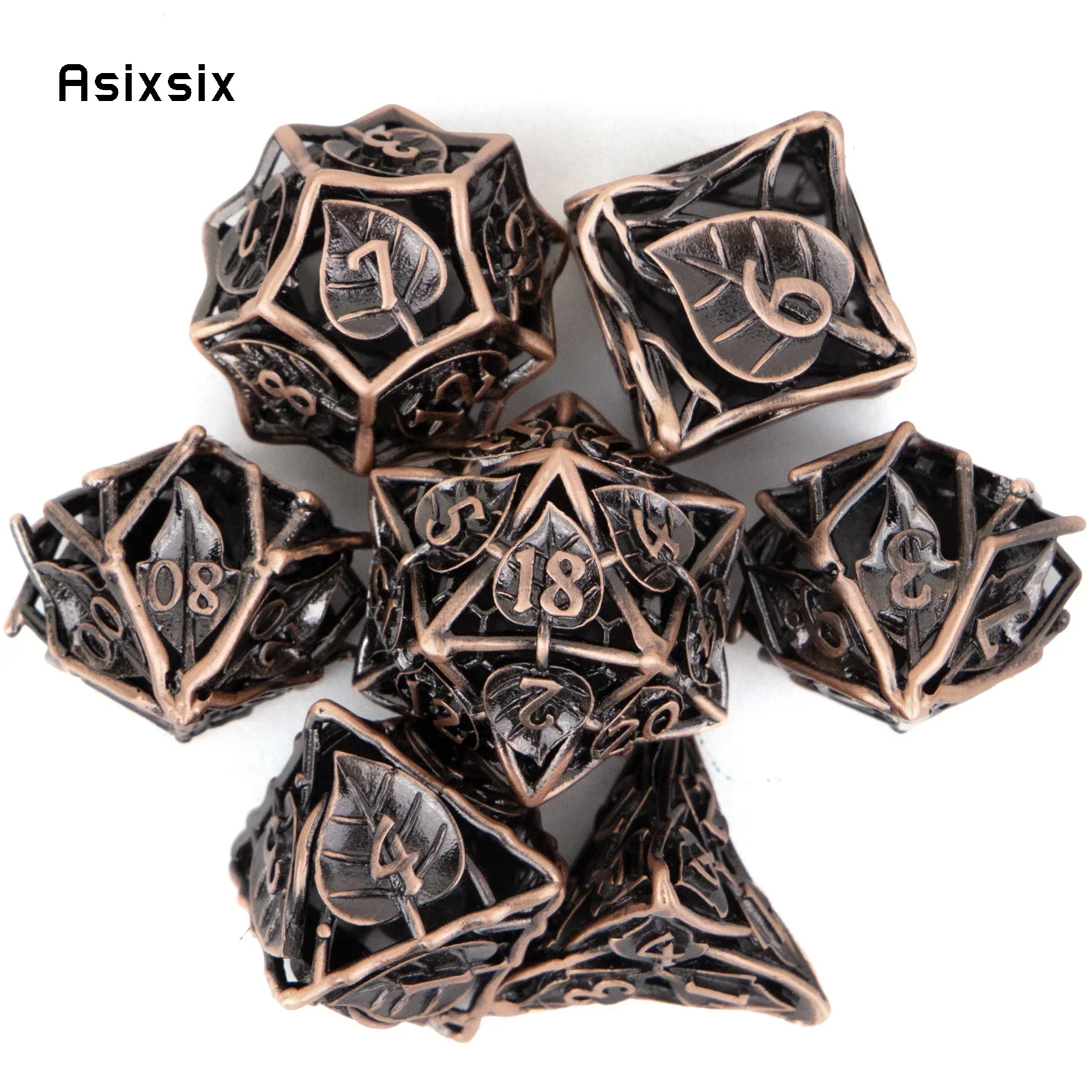 7 Pcs Copper Leaf Flower Metal Dice Hollow Metal Polyhedral Dice Set Suitable For Role-Playing Game
7 Pcs Copper Leaf Flower Metal Dice Hollow Metal Polyhedral Dice Set Suitable For Role-Playing Game