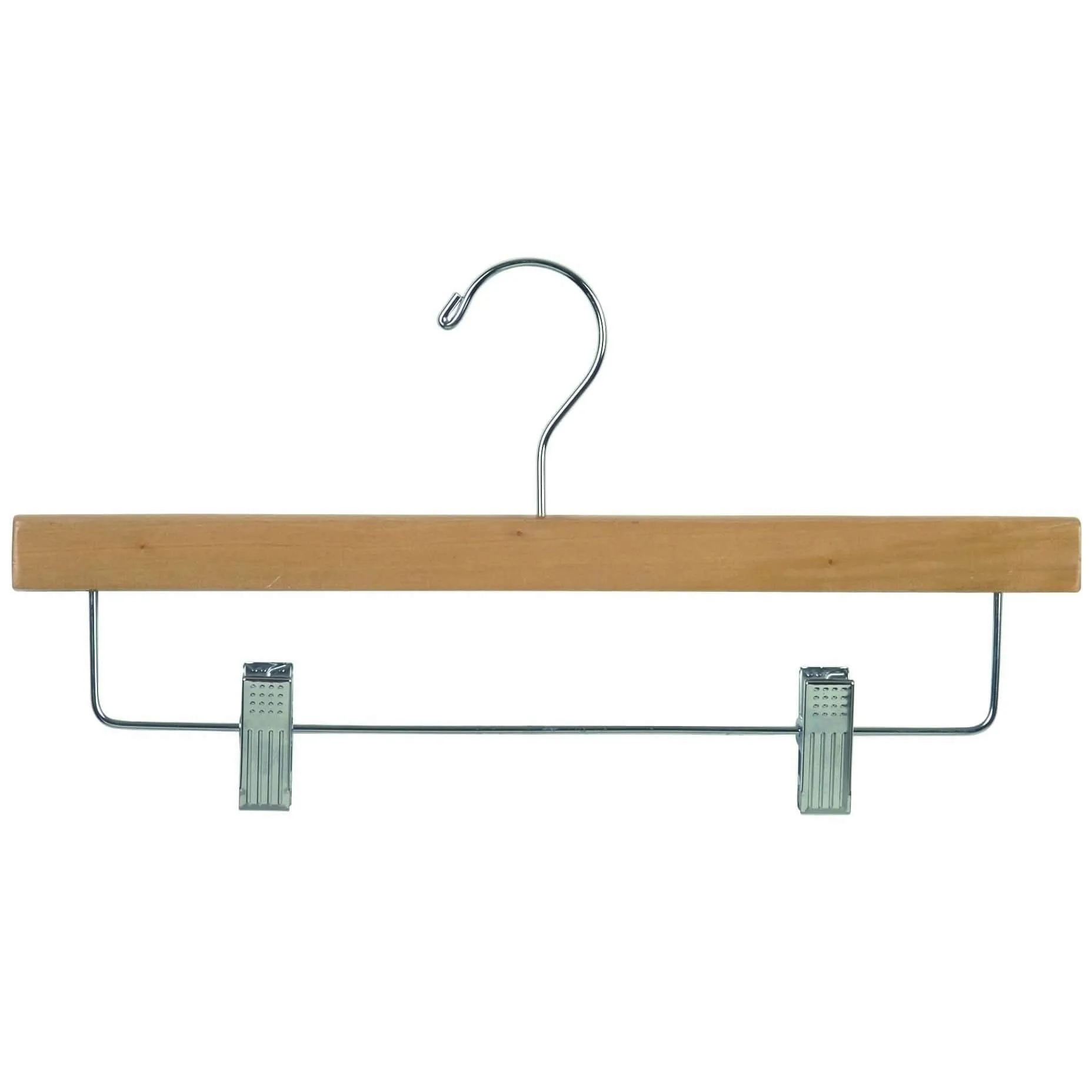 Wooden bottom hanger with clips natural finish chrome hardware pack of 25
Wooden bottom hanger with clips natural finish chrome hardware pack of 25