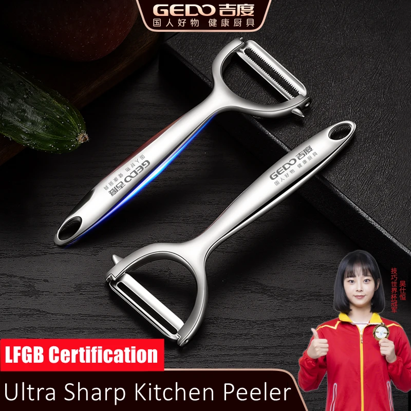 LFGB Certification 304 Stainless Steel Zester Movable Ultra Sharp Blade Fruit and Vegetable Peeler Durable Kitchen Peeling Tool
LFGB Certification 304 Stainless Steel Zester Movable Ultra Sharp Blade Fruit and Vegetable Peeler Durable Kitchen Peeling Tool