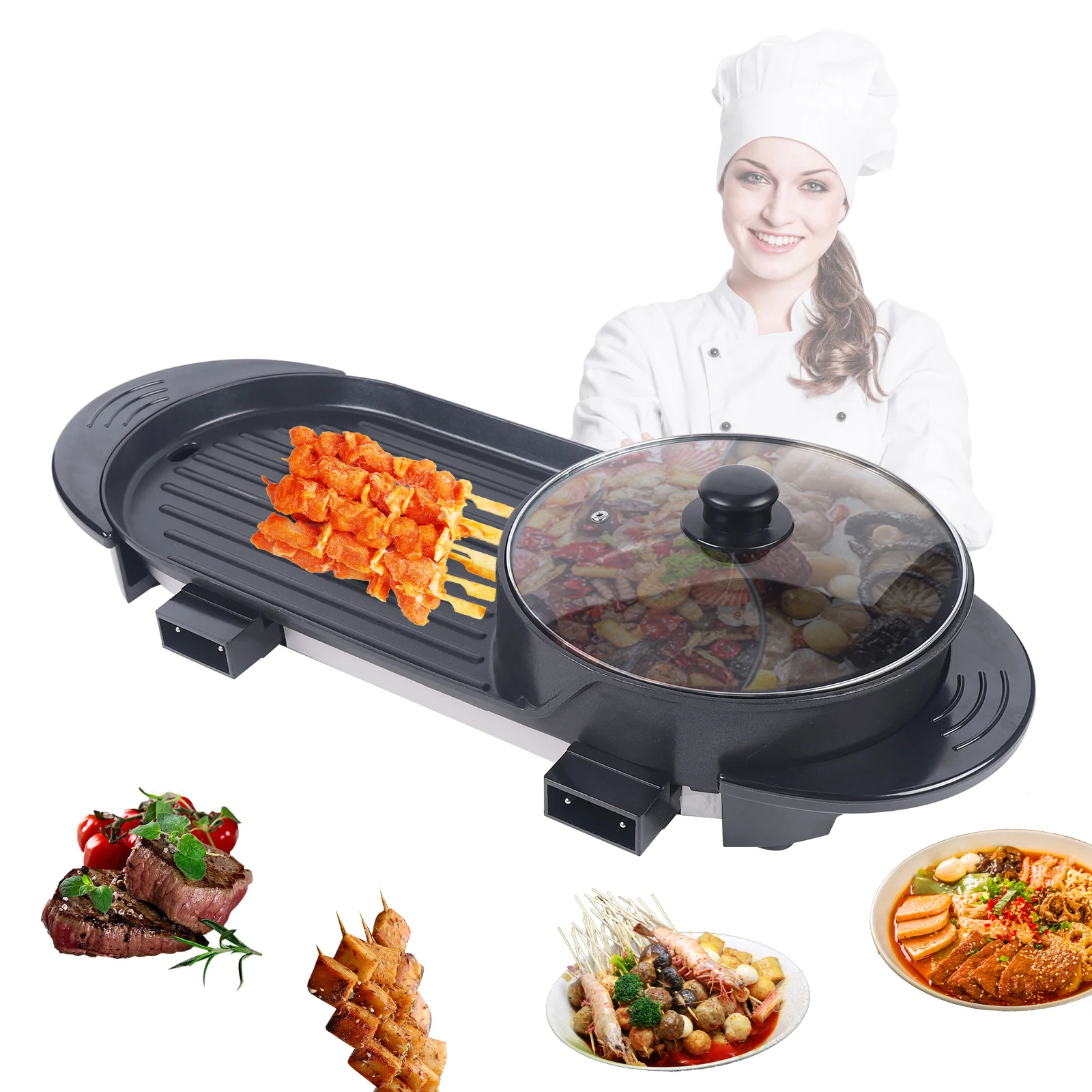 3in1 Electric Hot Pot w/ Grill,Multifunction Smokeless Non-Stick Grill 110V w/Separate Dual Temperature Contral,for 3-10 People
3in1 Electric Hot Pot w/ Grill,Multifunction Smokeless Non-Stick Grill 110V w/Separate Dual Temperature Contral,for 3-10 People