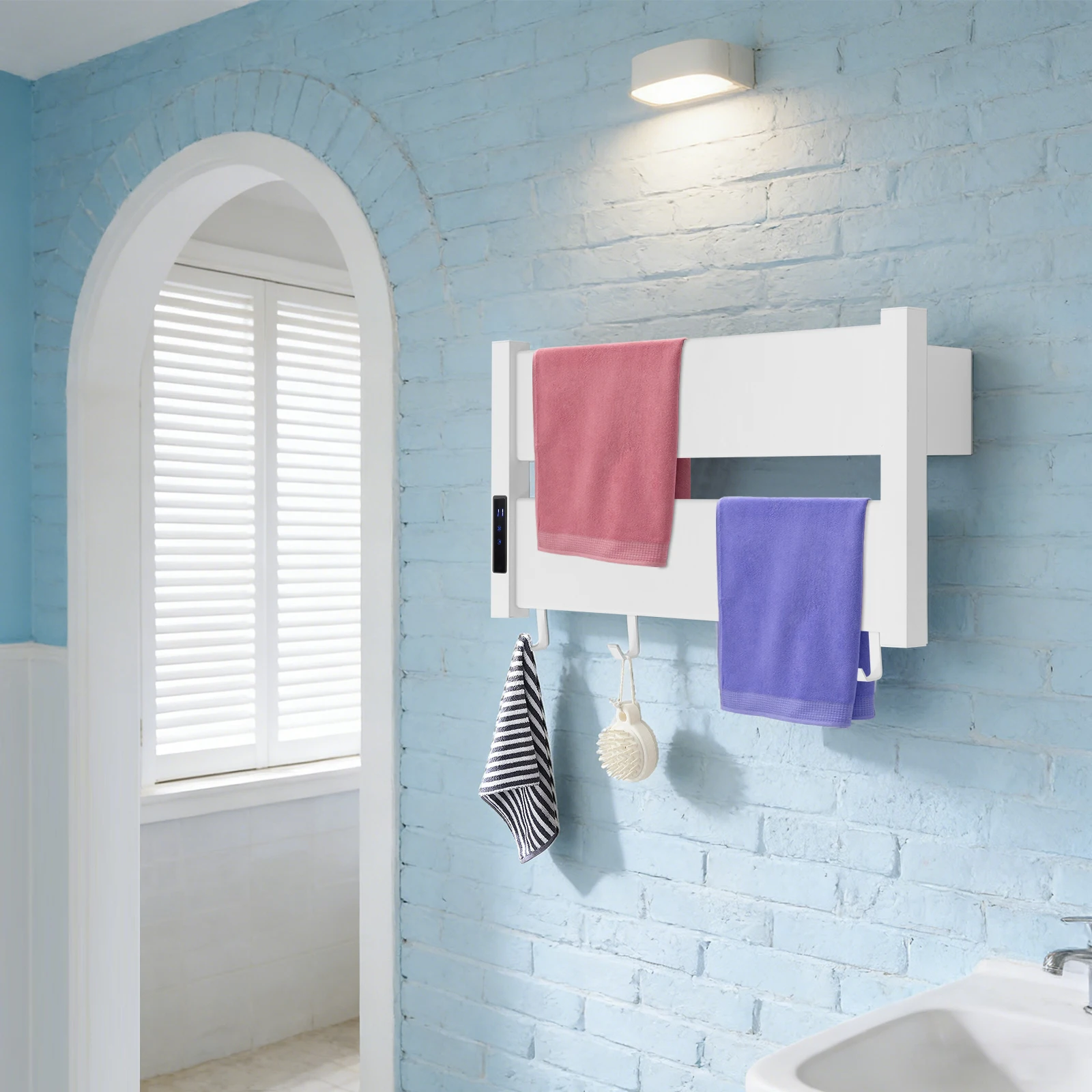 Creamy White Electric Heated Towel Warmer Rack, Wall-Mounted Heated Towel Rack, Towel Heater, 110V, 100W, Capacity: 20kg/44lbs
Creamy White Electric Heated Towel Warmer Rack, Wall-Mounted Heated Towel Rack, Towel Heater, 110V, 100W, Capacity: 20kg/44lbs