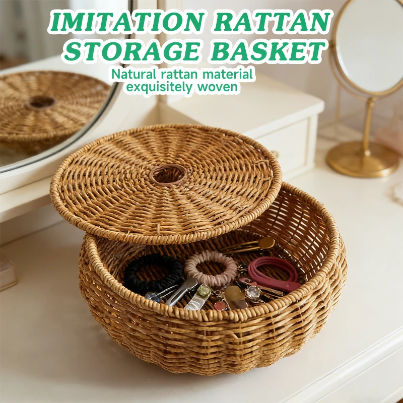 Imitation Rattan Round Storage Basket With Lid PP Woven Handwoven Bin For Fruit Snacks Kitchen Home Decor
Imitation Rattan Round Storage Basket With Lid PP Woven Handwoven Bin For Fruit Snacks Kitchen Home Decor