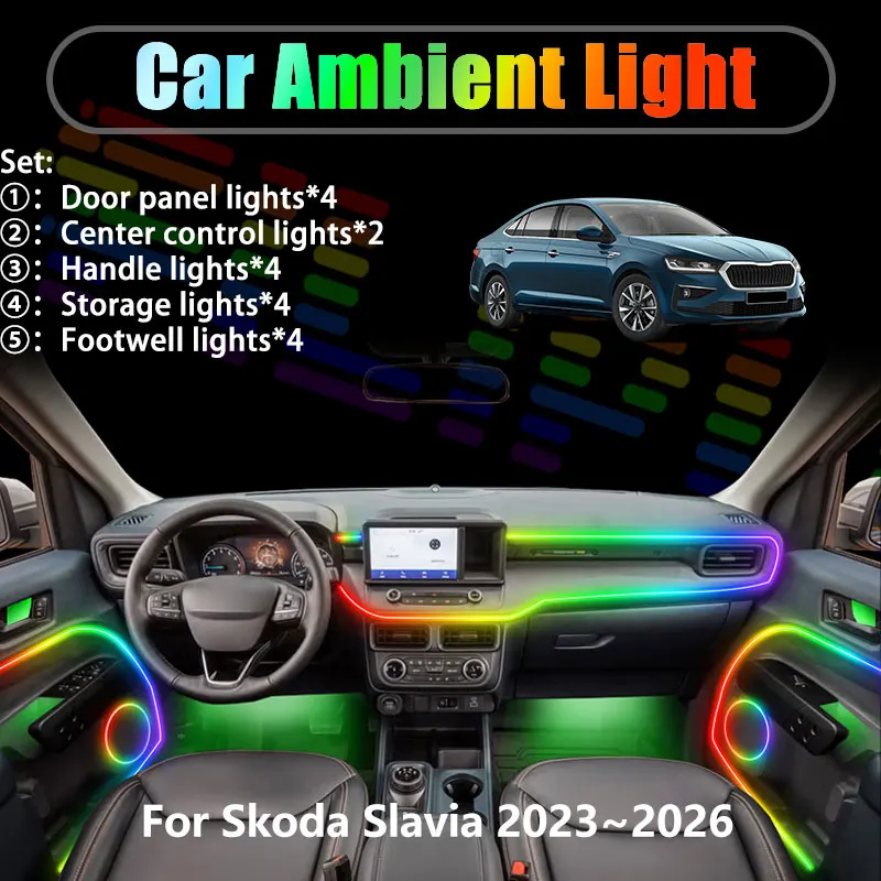 For Skoda Slavia 2023~2026 Virtus 2024 2/18 in 1 Car ambient lighting Led trunk interior led lights USB RGB Ensemble Streamer
For Skoda Slavia 2023~2026 Virtus 2024 2/18 in 1 Car ambient lighting Led trunk interior led lights USB RGB Ensemble Streamer