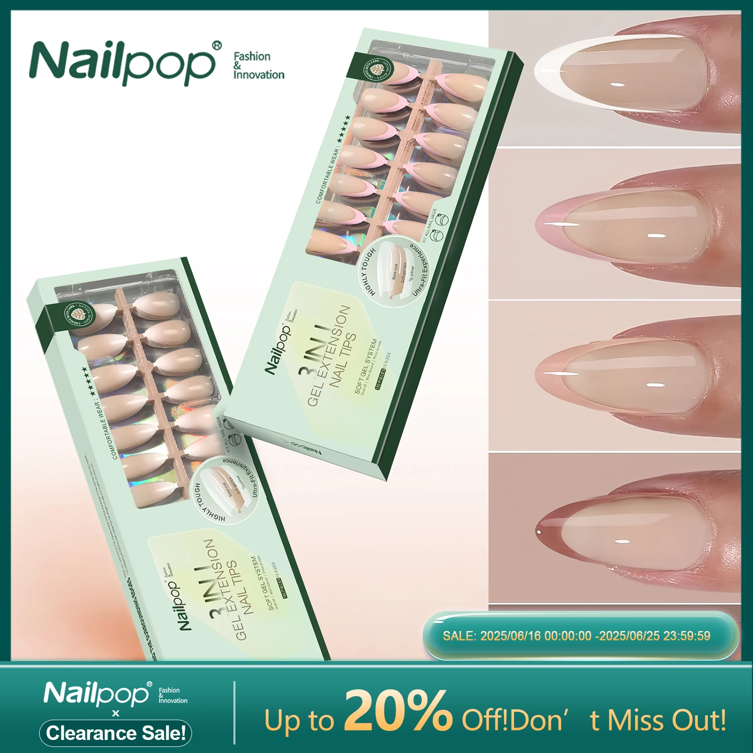 Nailpop French Gel Nail Tips 5 Colors French Tip Press on Nails with Design 3 in 1 Soft Acrylic Fake Nails Extension for Women
Nailpop French Gel Nail Tips 5 Colors French Tip Press on Nails with Design 3 in 1 Soft Acrylic Fake Nails Extension for Women