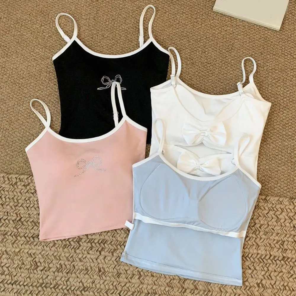 Spicy Girl Camisole with Pads Hollow Beauty Back Rhinestone Bow Camisole Sleeveless Patchwork Slim Crop Tops Women Spring Summer
Spicy Girl Camisole with Pads Hollow Beauty Back Rhinestone Bow Camisole Sleeveless Patchwork Slim Crop Tops Women Spring Summer